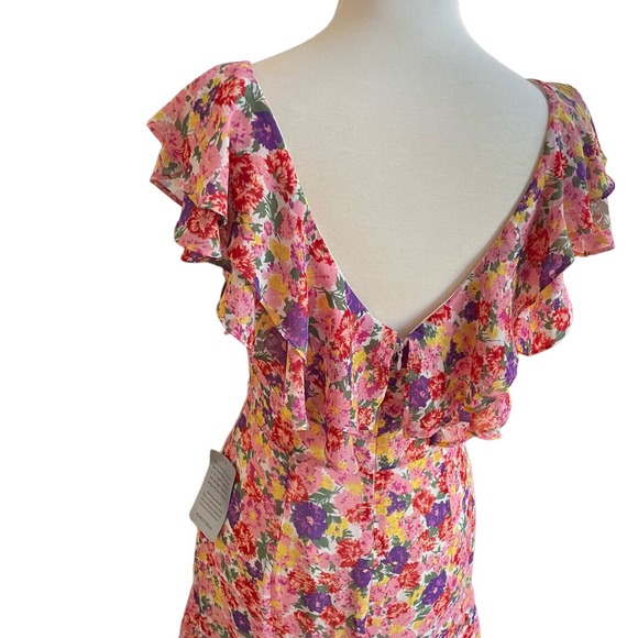 NWT WAYF Chelsea Tiered Ruffle Maxi Dress Rainbow Carnations Size Small Tiered - Picture 10 of 16